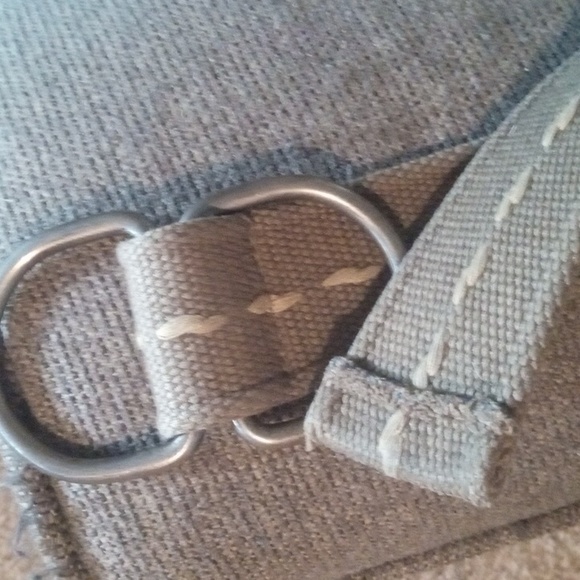 Military Style Adjustable Versatile Belt! Light Green W/Oversized Tan Stitching - Picture 10 of 11